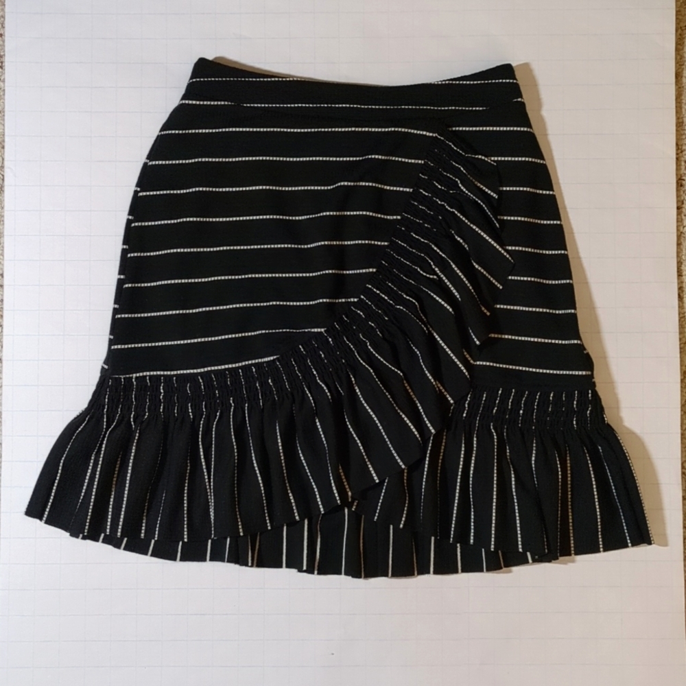 Black and white striped ruffle wrap skirt size S from Moon River